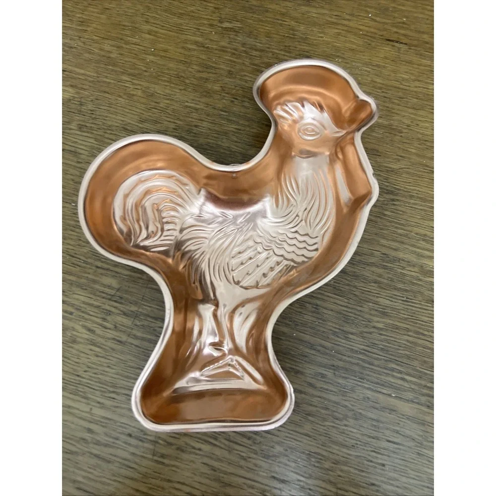 Vintage Farmhouse Rooster Chicken 60s Copper Look Mold Wall Decor Hanging
